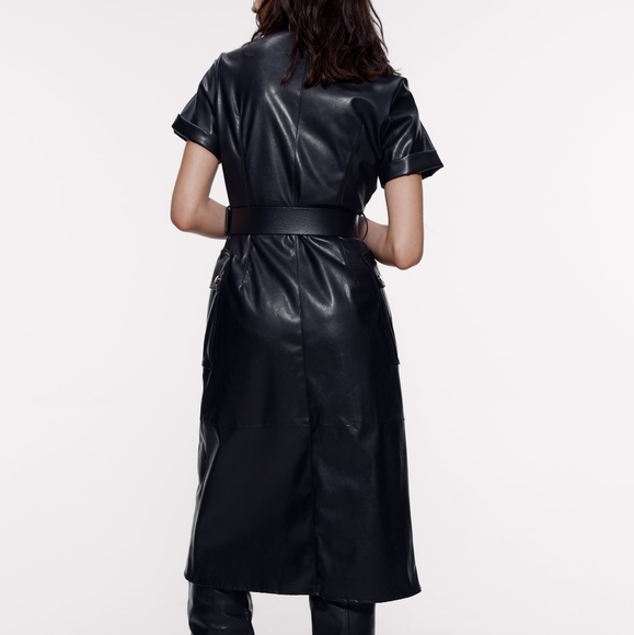 zara faux leather dress purple